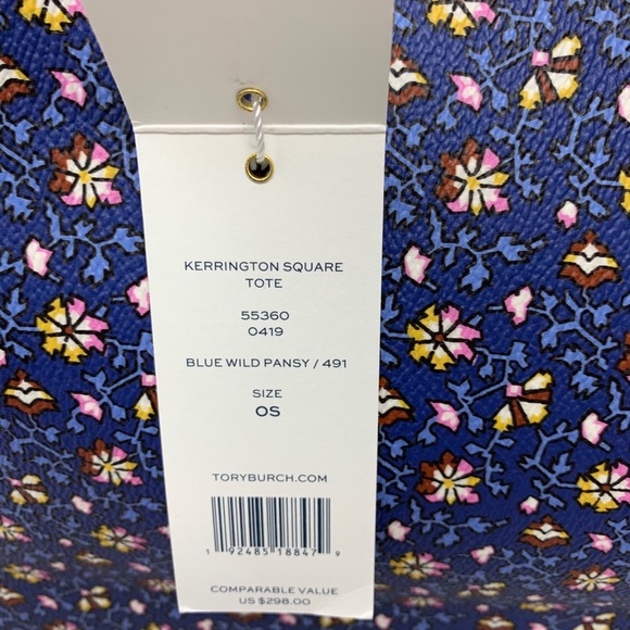 Tory Burch kerrington square tote blue wild pansy - Picture 7 of 8